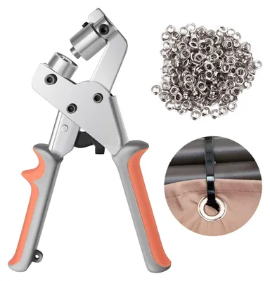 Produktbild von Ösenstanzer 3/8 Zoll (10 mm), 500 silberne Ösen, Handwerkwerkzeug für Bastelarbeiten