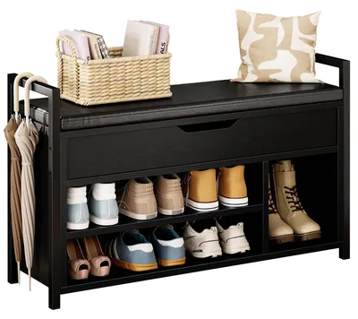 Immagine prodotto di Panca porta scarpe IRONCK con seduta, panca con spazio contenitore, mobiletto per scarpe, 100x30x62 cm