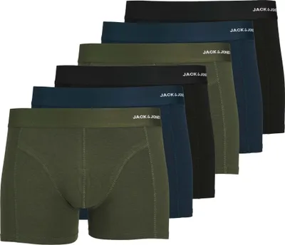 Produktbild von JACK&JONES Herren Boxershorts, 6er Pack - JACBASIC BAMBOO TRUNKS, Viskose-Baumwoll-Mix Schwarz/Blau/Grün 2XL