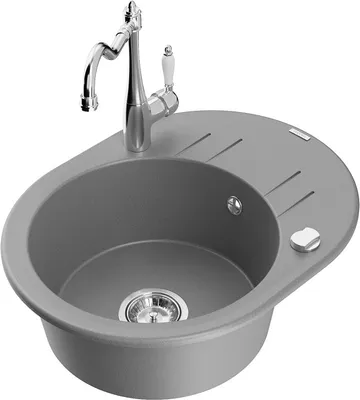 Produktbild von Mexen Kevin 1 Becken-Granitspüle mit Abtropffläche und Mischbatterie Carla, Grau - 6517-71-670700-00