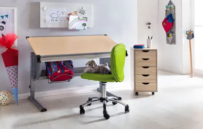 Produktbild von FineBuy Kinder-Schreibtischstuhl PRAG für Kinder ab 6 mit Lehne Weichboden-Rollen Kinder-Drehstuhl Kinder-Bürostuhl ergonomisch höhenverstellbar Jugendstuhl für Mädchen Jungen Kinderzimmerstuhl