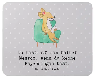 Produktbild von Mr. & Mrs. Panda Mauspad Psychologin Herz - Grau Pastell - Geschenk, Mousepad, Mouse Pad, computermatte, pc, mousematte