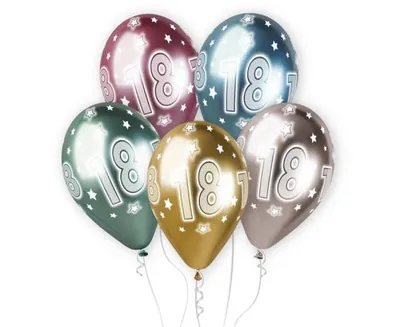 Produktbild von 5 Luftballons Shiny Premium Zahl 18
