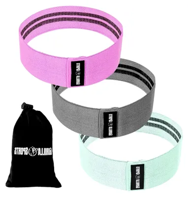 Produktbild von ® Resistance Bands - 3er Set, inkl. Tragebeutel, 3 Widerstandsstufen & Farben, 76cm, Rutschfest, Gummiert - Widerstandsbänder, Fitnessbänder, Trainingsband, Hip Bands, Yoga, Beintraining
