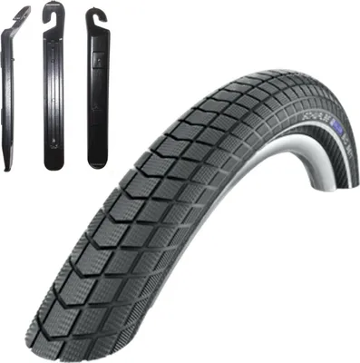 Produktbild von 1 x Schwalbe Big Ben RaceGuard Fahrradreifen Fahrradmantel in Schwarz mit Reflex 55-559 (26 x 2.15) inkl. 3 Reifenheber
