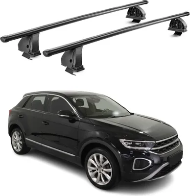 Image de Barres de toit transversales acier pour VW T-Roc 2017-2025 5Portes Noir 2Pcs