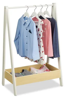 Kinderkleiderständer 99x64,5x42,5 cm Weiß/Natur