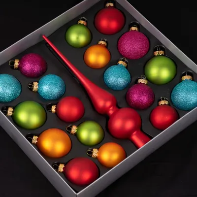 Produktbild von Kugelsortiment Weihnachtskugeln und Spitze bunt 19 tlg Mille Fiori aus Glas