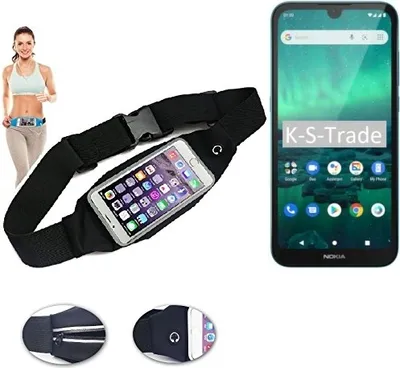 Produktbild von K-S-Trade Jogging-Armband kompatibel mit Nokia 1.3 Gürteltasche Umhängetasche Bauchtasche schwarz Sport Running Jogging Fitness Laufen Exercise