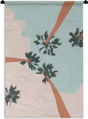 Produktbild von MuchoWow® Wandteppich Wandbehang Sommer - Palmen - Pastell 60x90 cm Tapisserie Dekoration Wandtuch - Foto-Teppich - Abwaschbar