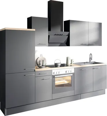 Produktbild von Optifit Küchenzeile ohne Geräte Ingvar420 270 cm anthrazit matt zerlegt Variante reversibel KCIN 2748OE-8+