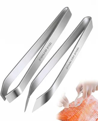 Grätenpinzette 2er-Set Edelstahl, Präzisionszange für Lachs & Geflügel