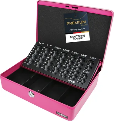 Produktbild von HMF 10015-15 Geldkassette Euro-Münzzählbrett, Geldzählkassette, 30 x 24 x 9 cm, pink