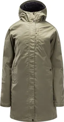 A studio shot of a green parka jacket.