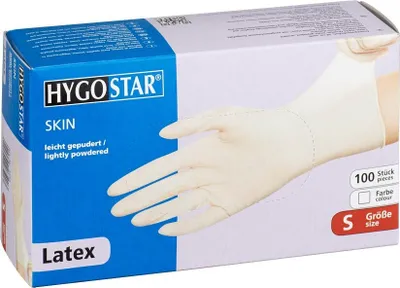 Obrázok produktu pre Hygostar 2656 Latexhandschuhe Skin weiß Gr. 7/S gepudert