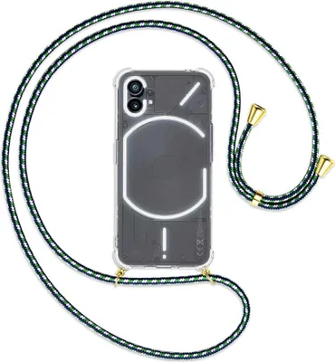 Produktbild von Handykette Backcover-Schutzhülle mit Band (Metall goldfarben) für Nothing Phone (1) (A063, 6.55'') - grün/blau/weiß