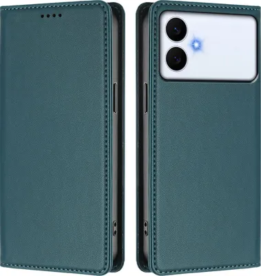 Image de Etui en cuir pour Samsung Galaxy S26 Edge, étui magnétique en cuirPolyuréthaneavec support Vert