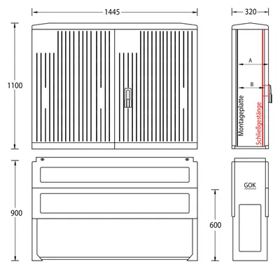 Produktbild von uesa Normschrank IP44 1100x1445x320mm A130-M-1100
