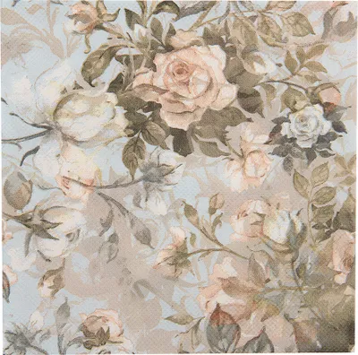 Produktbild von Clayre & Eef Servietten Papier 20er Set 33x33 cm Blau Beige Papier Blumen