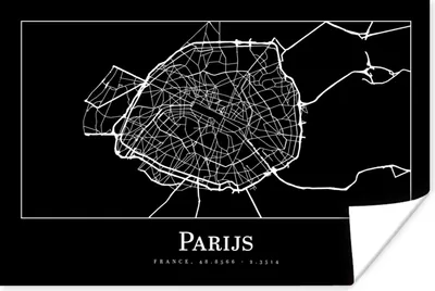 Produktbild von MuchoWow® Poster Paris - Karte - Stadtplan 180x120 cm - Fotoplakat