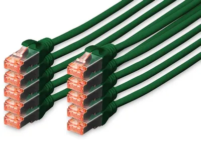 Produktbild von Digitus CAT 6 S/FTP Patchkabel, 10 Stück, 0,25 m, Cat6, S/FTP (S-STP), RJ-45, RJ-45, Grün
