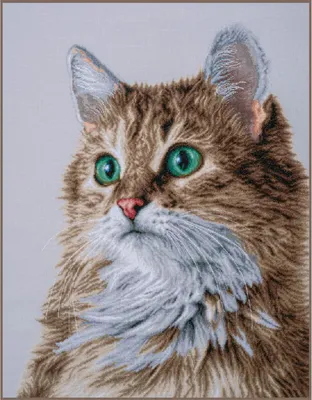 Produktbild von Lanarte Kreuzstich-Stickerei-Set "Tiere, schnurrende Blicke", 58x73cm