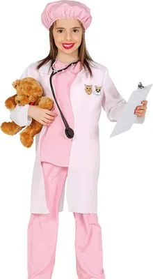 Imagen del producto de Disfraces de veterinaria para niñas, color rosa y blanco, tallas de 5 a 6 años (110-115 cm)
