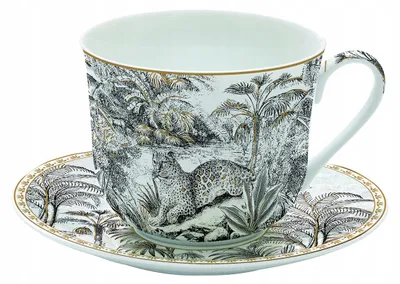 Produktbild von Domdekoracji Porzellan-Tasse mit Untertasse, elegant, 400 ml