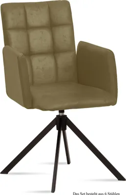 Produktbild von Armlehnstuhl drehbar (6er-Set) Deeann 52x91x60 Schwarz/Olivgrün