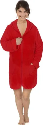 Produktbild von Damen-Frottee-Bademantel mit Reißverschluss - Größe XXXL M - Rot