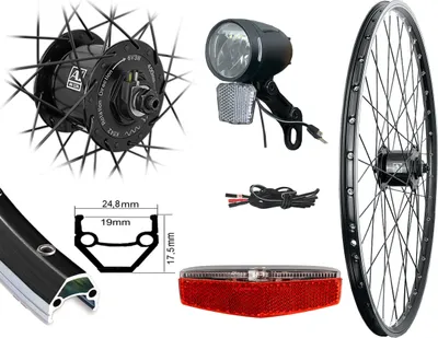 Produktbild von 28 Zoll Set Vorderrad Laufrad Nabendynamo LED-Licht 80 Lux Standlicht StVZO 28"
