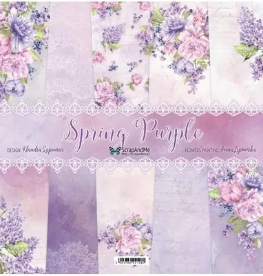 Zdjęcie produktu dla Zestaw papierów do scrapbookingu 30x30 - ScrapAndMe - Spring Purple