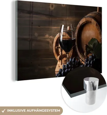 Produktbild von MuchoWow Glasbilder - Bilder auf Wandbild - Foto auf Glas Wein - Weinglas - Weintrauben - Glas 30x20 cm Wanddekoration aus Glas - Acrylglasbild - Acrylbilder - Bilder auf glas wandbild