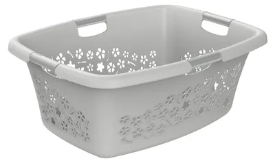 Produktbild von Rotho Wäschekorb 50 L Flowers - Wäschesammler groß - Wäsche Korb 65,1 x 48,6 x 26,2 cm - Wäschebox Kunststoff - Aufbewahrungskorb Wäschebehälter