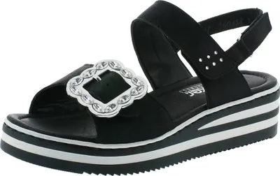 Produktbild von Rieker V0270-00 Damen Sandaletten Plateau Sandalen Keilabsatz, Größe:40 EU, Farbe:Schwarz