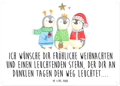 Produktbild von Mr. & Mrs. Panda Metallbild Winterzeit Heilige drei Könige DIN A5 - Weiß - Geschenk, Winter, tafel, Türschild, Weihnachtsmann, Blechschild, Wandbild, Schild, Heiligabend