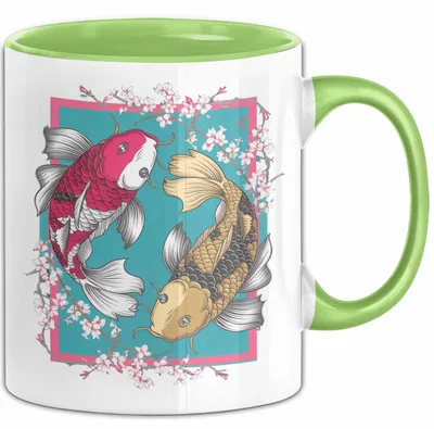 Produktbild von Koi-Fisch-Liebhaber Tasse Geschenk Koifische (Grün)
