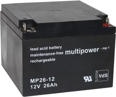 Produktbild von Multipower MP26-12 Akku Blei PB 12Volt 26Ah mit M5 Schraubanschluss