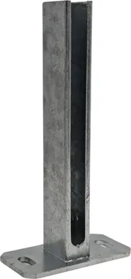 Produktbild von Fußplatte für Zaunpfosten (60x40mm) in gerader 2-Loch Ausführung feuerverzinkt feuerverzinkt