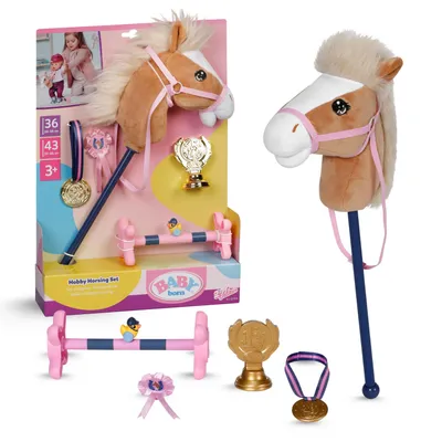 Produktbild von BABY born Hobby Horsing Set für Puppen mit Steckenpferd und Turnier-Accessoires.