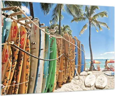 Produktbild von Bilder auf glas - Einteilig - Board Surfen Strand - 100x70cm - Glasbilder - Wandbilder - Bilder - zum Aufhängen bereit - Wanddekoration aus Glas - Glas Bilder - Wandbild auf Glas - GAA100x70-4165