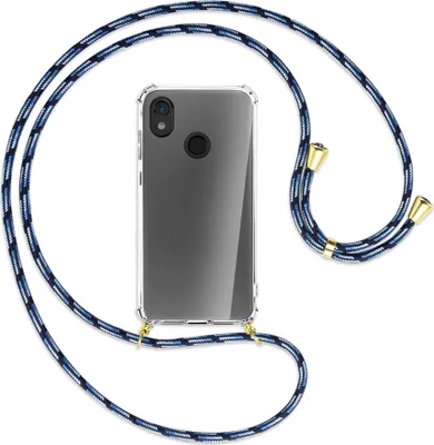 Produktbild von Handykette Backcover-Schutzhülle mit Band (Metall goldfarben) für Cat S52 - Blautöne