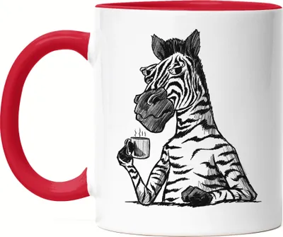Produktbild von Genervtes Zebra Tasse Rot  Morgenmuffel Erstmal Kaffee Büro Kollegen Morgenmenschen Geschenk