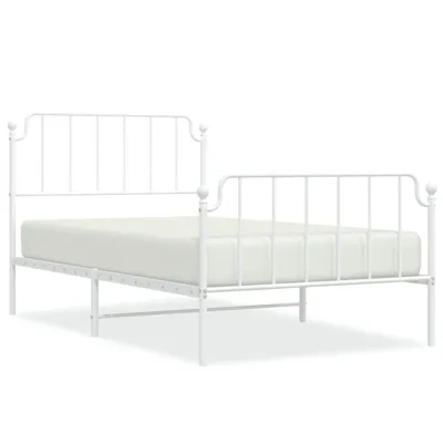 Obrázek produktu pro Rám postele s čelem a podnožkou kovový bílý 107x203 cm