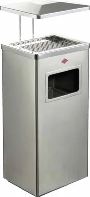 Produktbild von WESCO 153834-47 Standascher mit Dach EDELSTAHL MATT inklusive Abfallvolumen 19 Liter / Mülleimer / Ascher