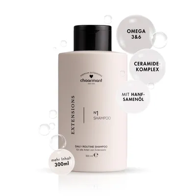 Imagen del producto de Champú Chaarmant Extensions, 300 ml – Rutina diaria N1 para extensiones y cabello natural
