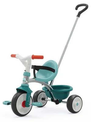 Image de SMOBY Tricycle Évolutif 2 en 1 Be Move Bleu, Dès 15 Mois, Pneus Silencieux Anti-Crevaison, Cannes Parentale Réglable, Benne Basculante
