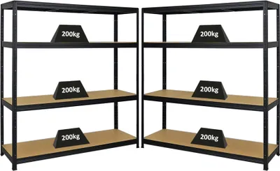 Produktbild von Mega Deal | 2x Schwerlastregal Giant Elephant | HxBxT 160x150x45cm | Fachlast 200kg | Schwarz