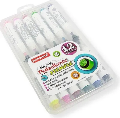 Produktbild von Mazaki-Pinselstifte mit Stempeln, 12 Farben – Penword