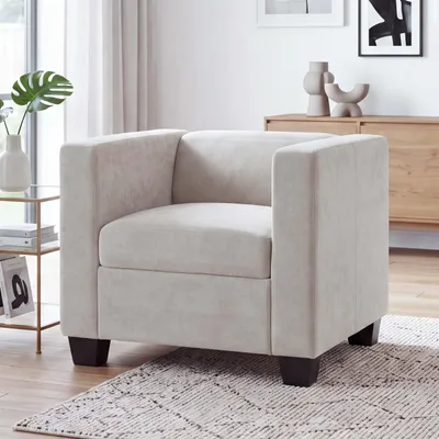 Productafbeelding van Sessel Lille, loungefauteuil/cocktailfauteuil, met Nosag-vering, bekleding: stof/textiel, chenille (260g/m²), kleur: beige